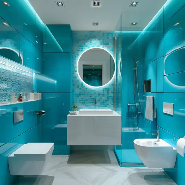 salle de bains turquoise